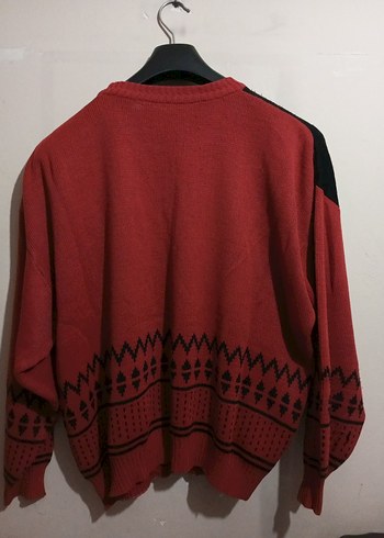 Kırmızı Desenli Triko Erkek Kazak - Görsel 5