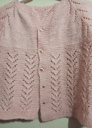 Pembe Örgü Kız Hırka - Görsel 3