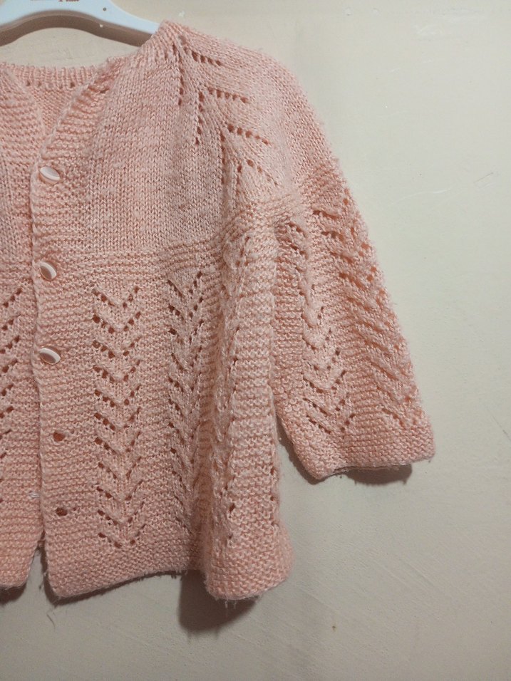 Pembe Örgü Kız Hırka - Görsel 2