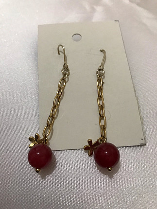 Bordo boncuk gold detay küpe