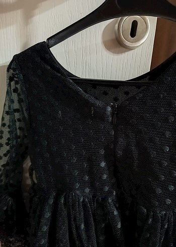 4 Yaş Beden siyah Renk Uzun Kollu Siyah Gotik Kız Elbise