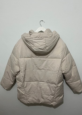 Bej Kapüşonlu Kadın Kışlık Mont - Görsel 3