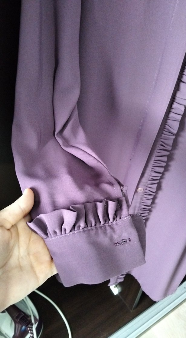 Mor Uzun Kollu Fırfırlı Tunik - Görsel 3