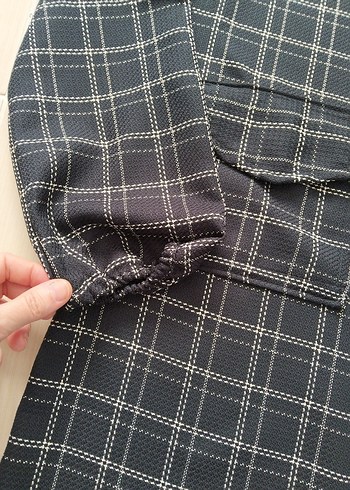 Gri Ekose Desenli Uzun Kadın trenç - Görsel 2