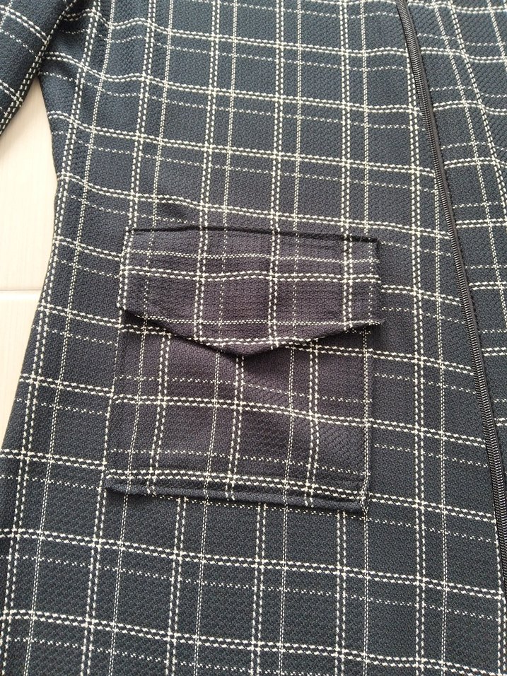 Gri Ekose Desenli Uzun Kadın trenç - Görsel 3