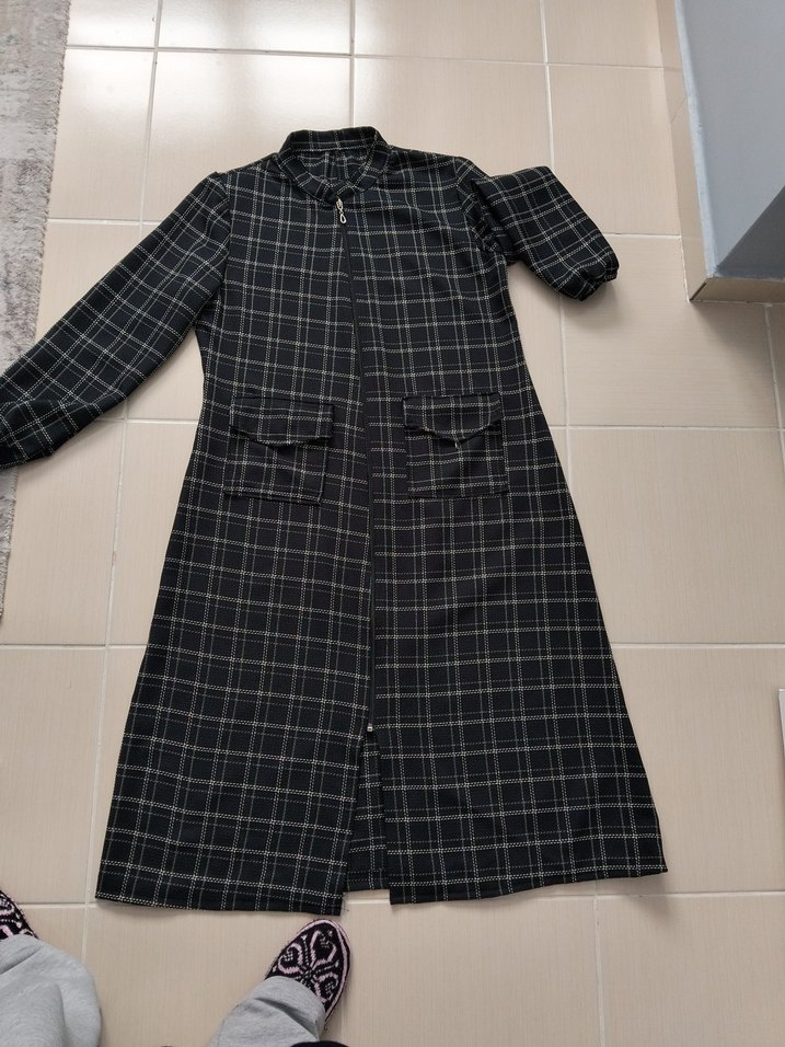 Ekose Desenli Fermuarlı Ceket - Görsel 4