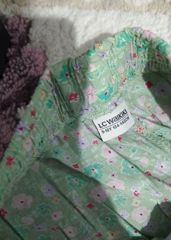 Çiçek Desenli Yeşil kız çoçuk pantolon - Görsel 2