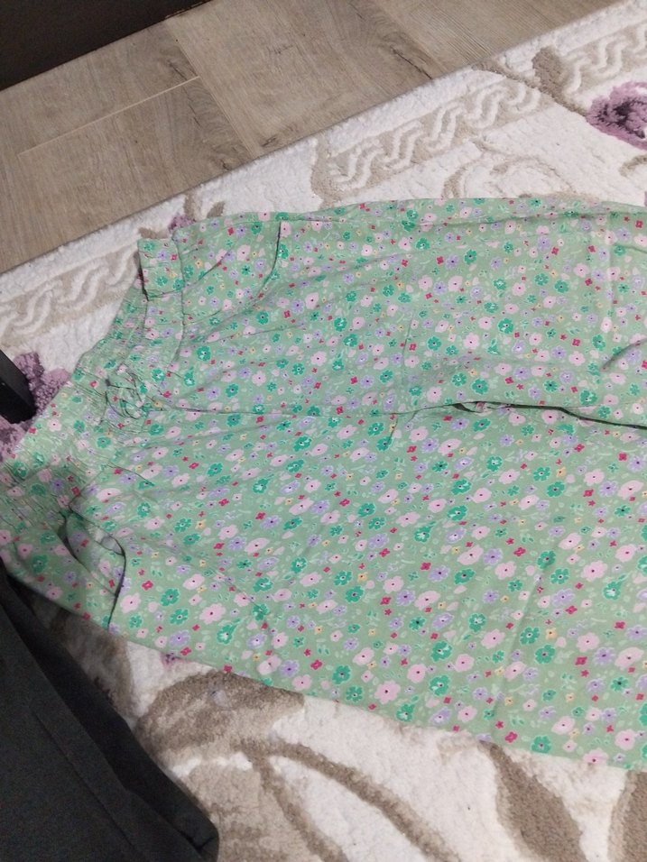 Çiçek Desenli Yeşil kız çoçuk pantolon - Görsel 4