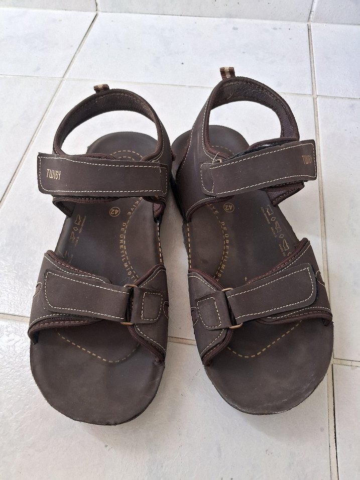 Twigy Kahverengi Deri Erkek Sandalet - Görsel 2