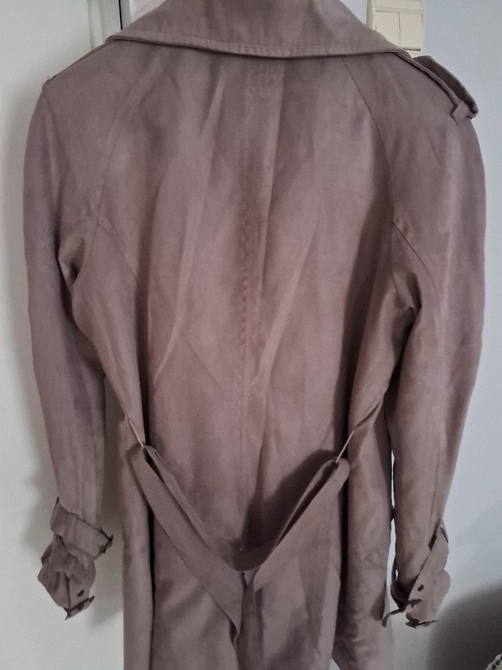 Bej Süet Midi Kadın Trençkot - Görsel 4