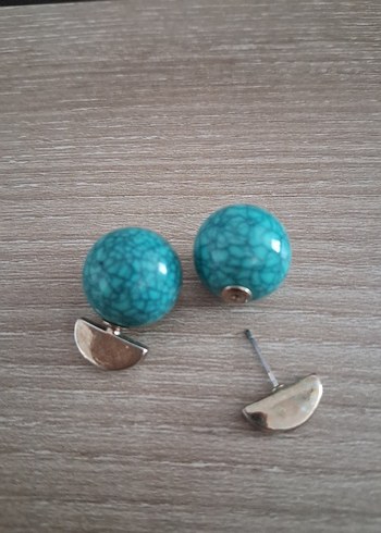 Turkuaz Renkli Minimalist Kadın Küpeler - Görsel 2