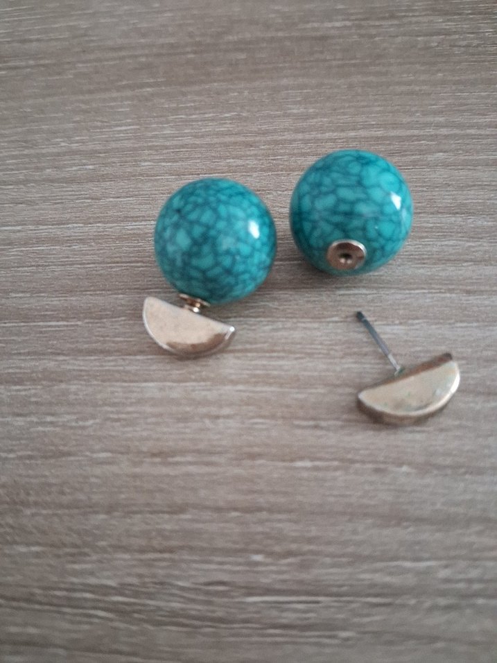 Turkuaz Renkli Minimalist Kadın Küpeler - Görsel 4