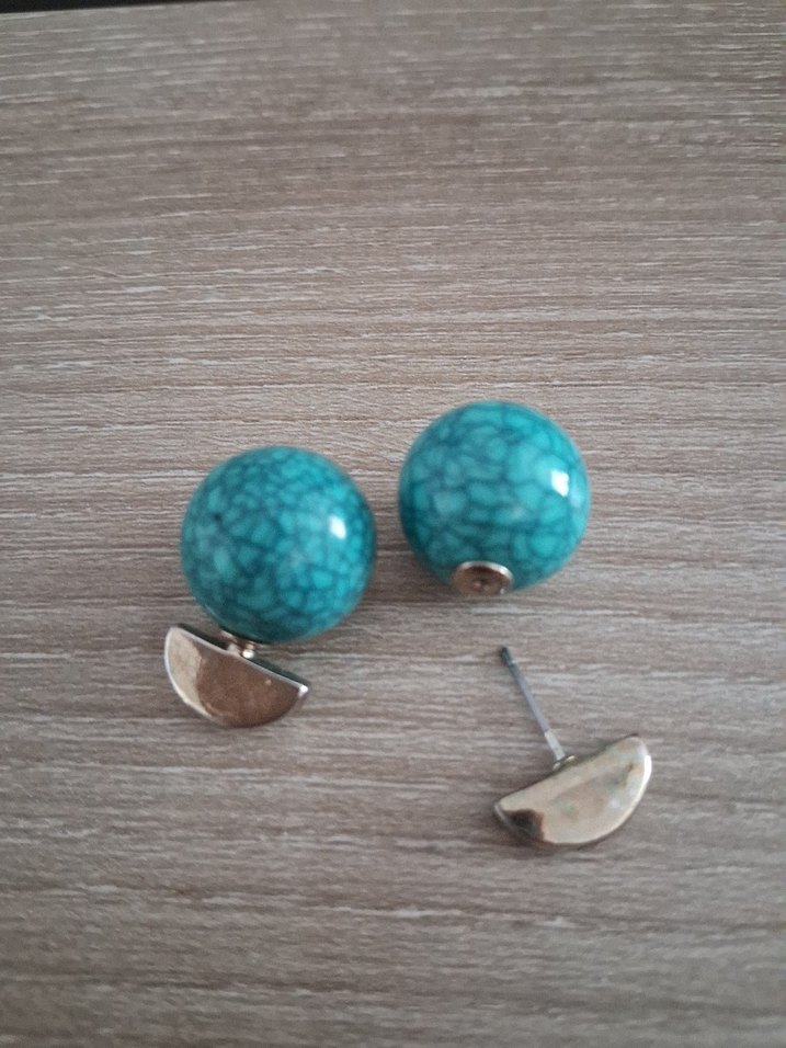 Turkuaz Renkli Minimalist Kadın Küpeler - Görsel 2