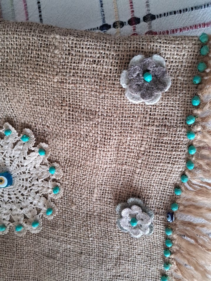 Boncuk İşlemeli Bohem Örgü Kadın Çanta - Görsel 5