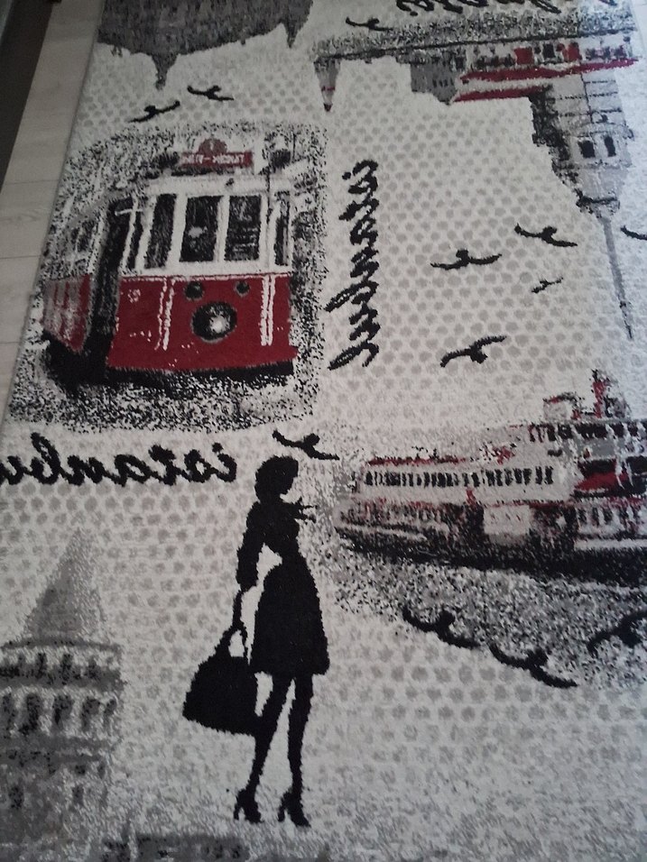 Kırmızı Baskılı Halı, Sokak Temalı - Görsel 2