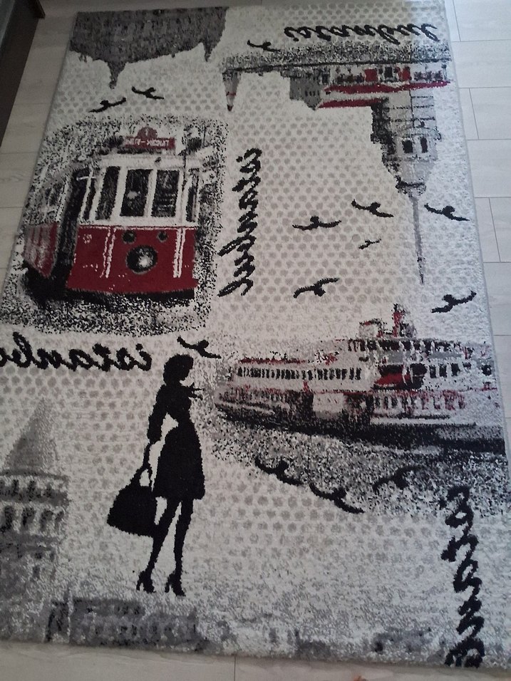 Kırmızı Baskılı Halı, Sokak Temalı - Görsel 5