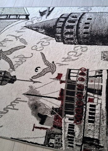 Gri Baskılı Çağdaş Halı - Görsel 4