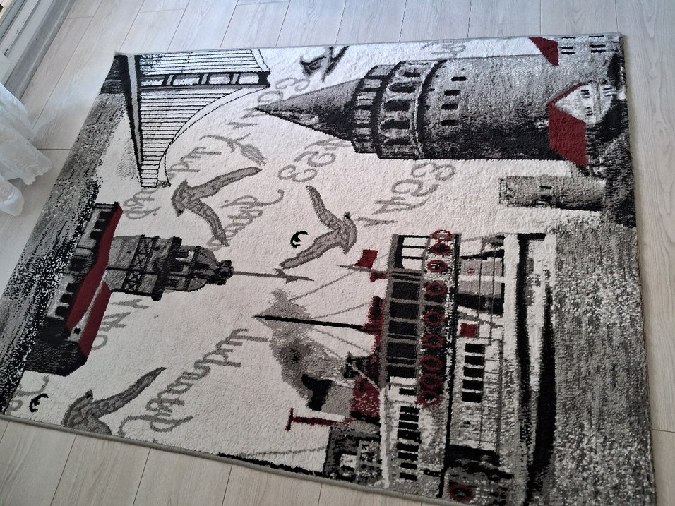 Gri Baskılı Çağdaş Halı - Görsel 3