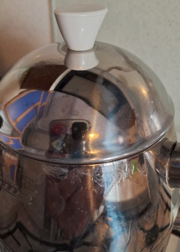 Beyaz Saplı Gri Çelik Çaydanlık - Görsel 8