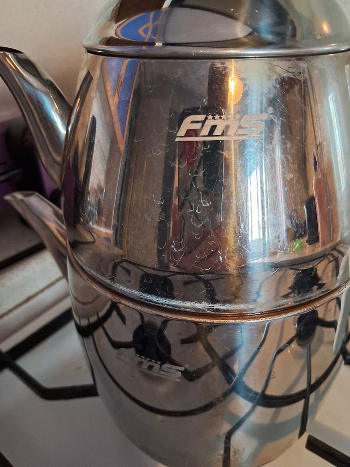 Beyaz Saplı Gri Çelik Çaydanlık - Görsel 3