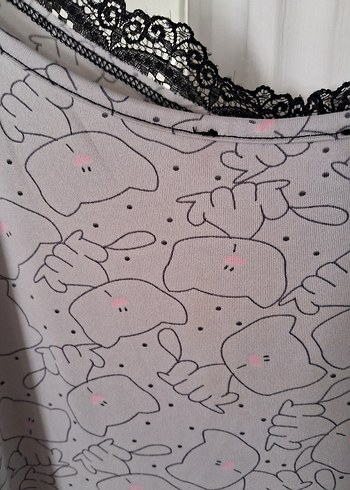 Gri Midi Dantel Detaylı Kadın Gecelik - Görsel 6