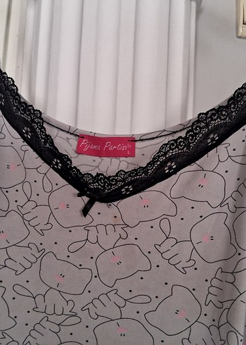 Gri Midi Dantel Detaylı Kadın Gecelik - Görsel 10