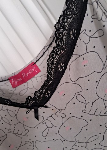 Gri Midi Dantel Detaylı Kadın Gecelik - Görsel 8