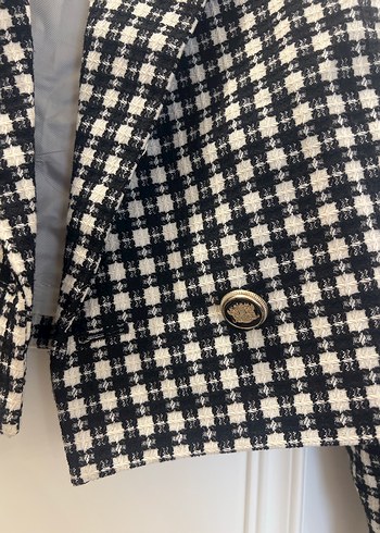 s Beden siyah Renk Zara Siyah Beyaz Ekose Kadın Blazer