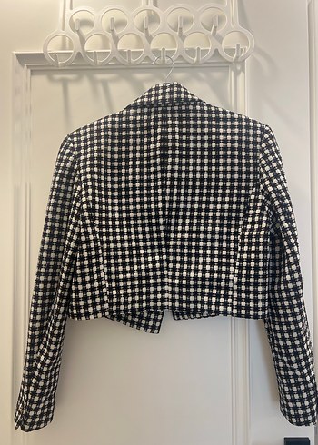 s Beden Zara Siyah Beyaz Ekose Kadın Blazer