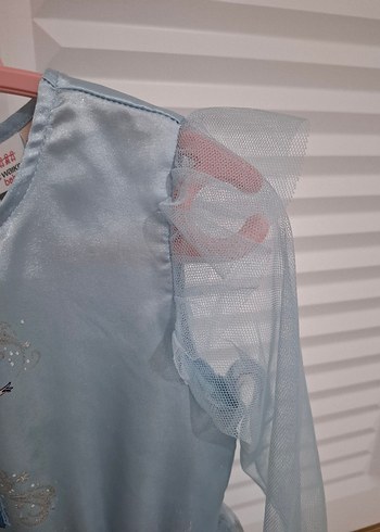 4 Yaş Beden mavi Renk elsa Mavi Uzun Kollu Kız Çocuk Elbisesi