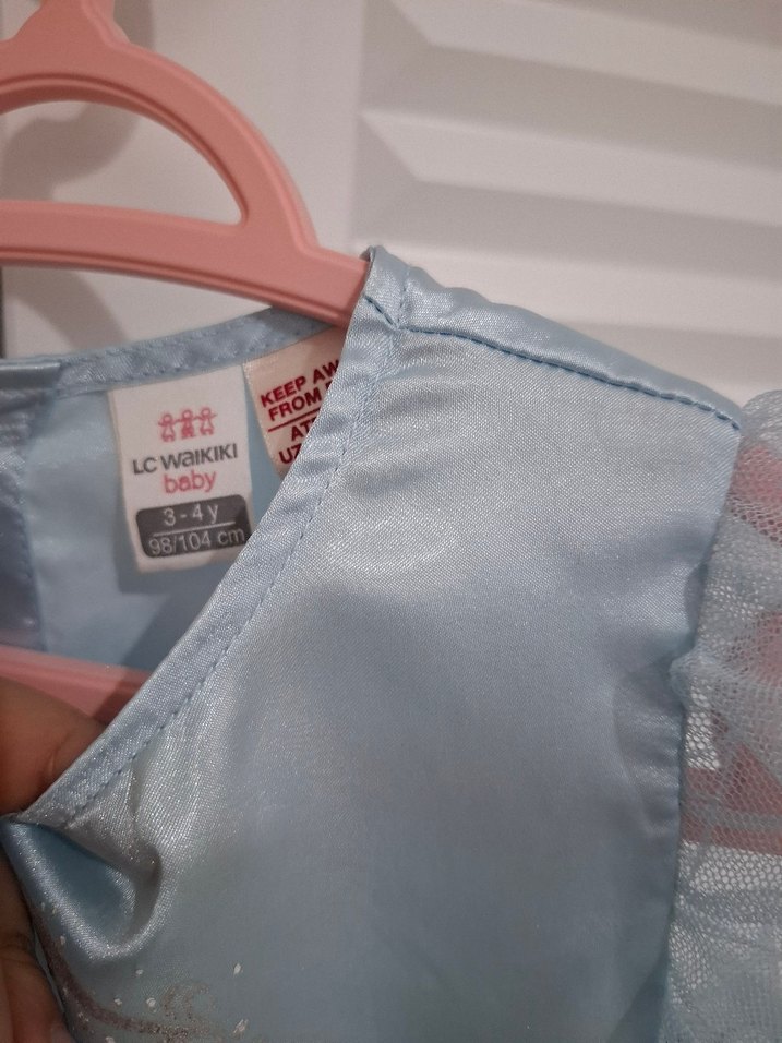 elsa Mavi Uzun Kollu Kız Çocuk Elbisesi - Görsel 3