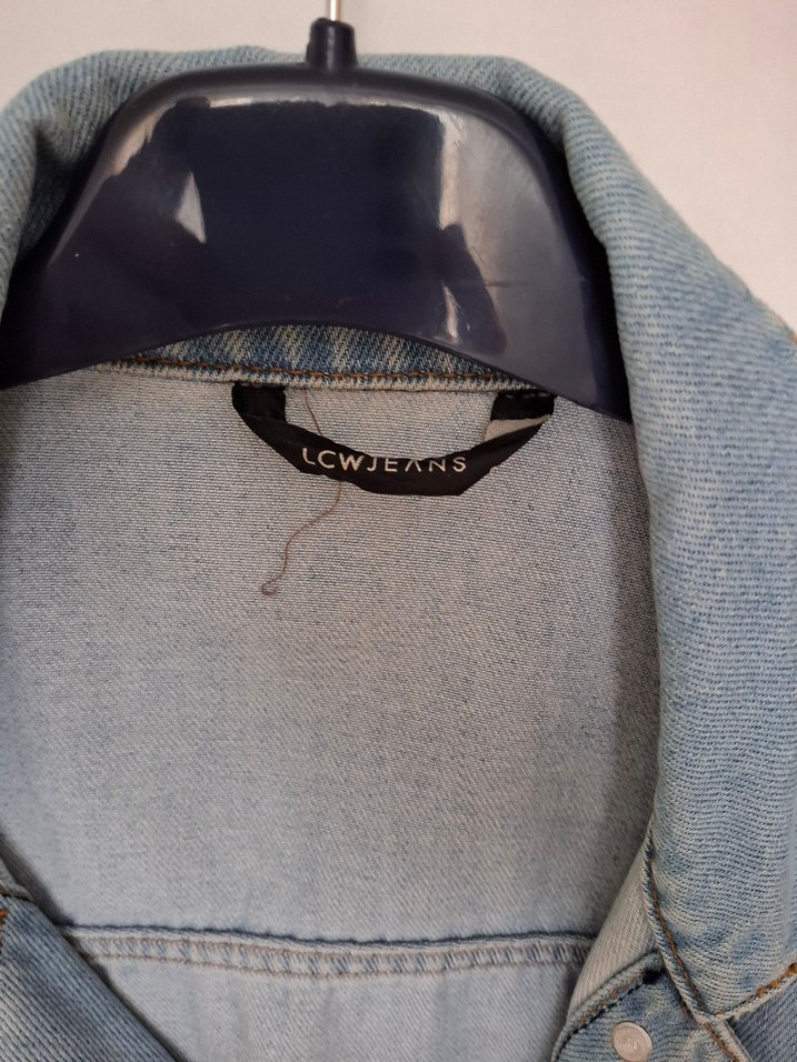 Düğmeli Uzun Mavi Kadın Kot Ceket - Görsel 3