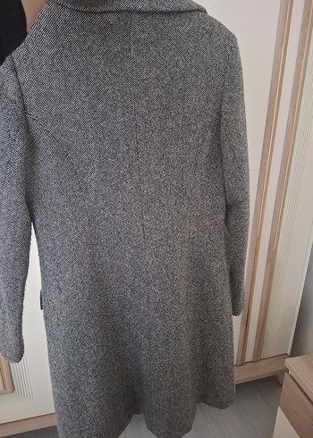 Düğmeli Gri Klasik Kaban - Görsel 3