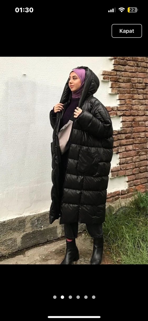 Siyah Uzun Şişme Kadın Mont - Görsel 2