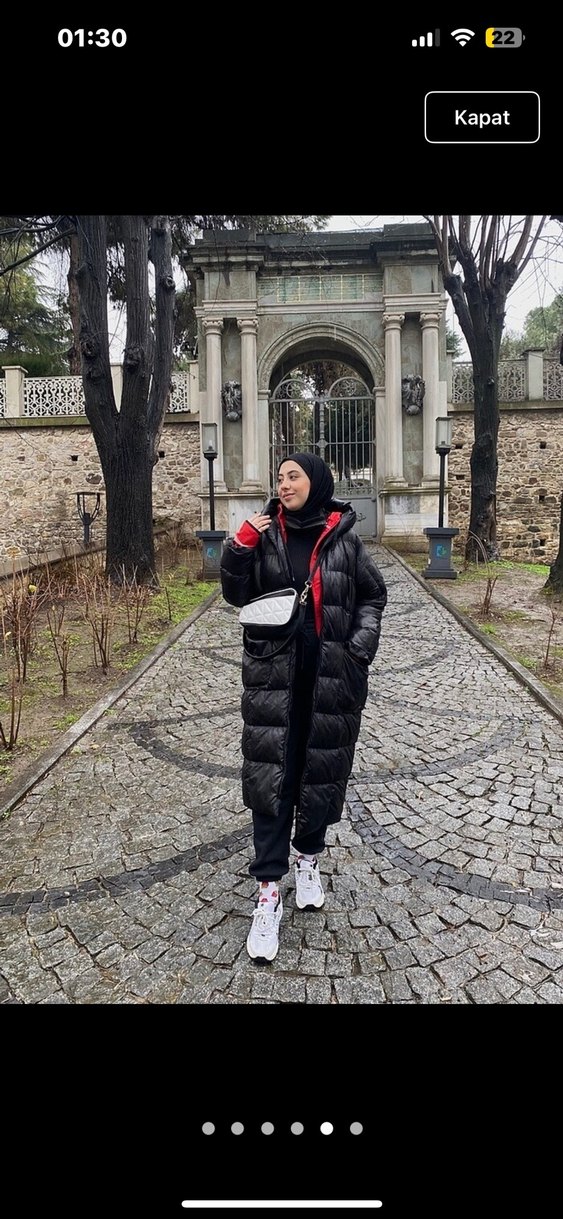 Siyah Uzun Şişme Kadın Mont - Görsel 3