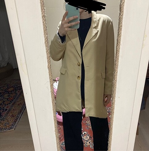 Krem blazer ceket