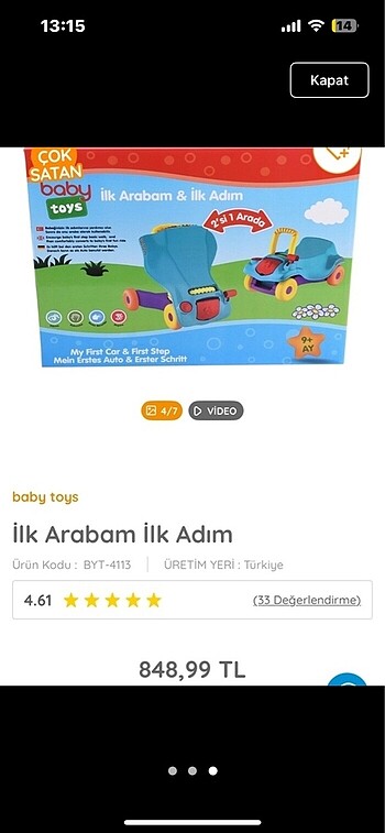 Beden Renk İlk adım arabam