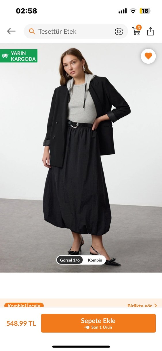 Siyah balon etek - Görsel 4