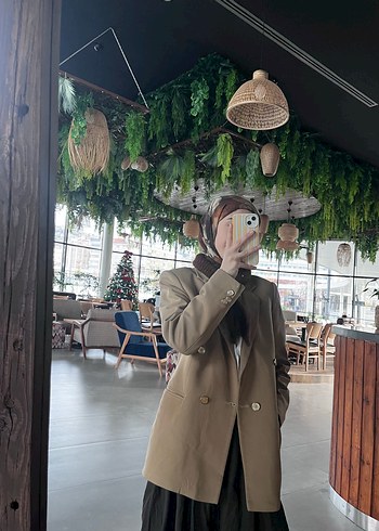 Yağ yeşili Kadın blazer ceket - Görsel 4