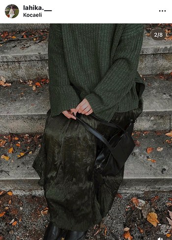 Yeşil triko kazak - Görsel 2