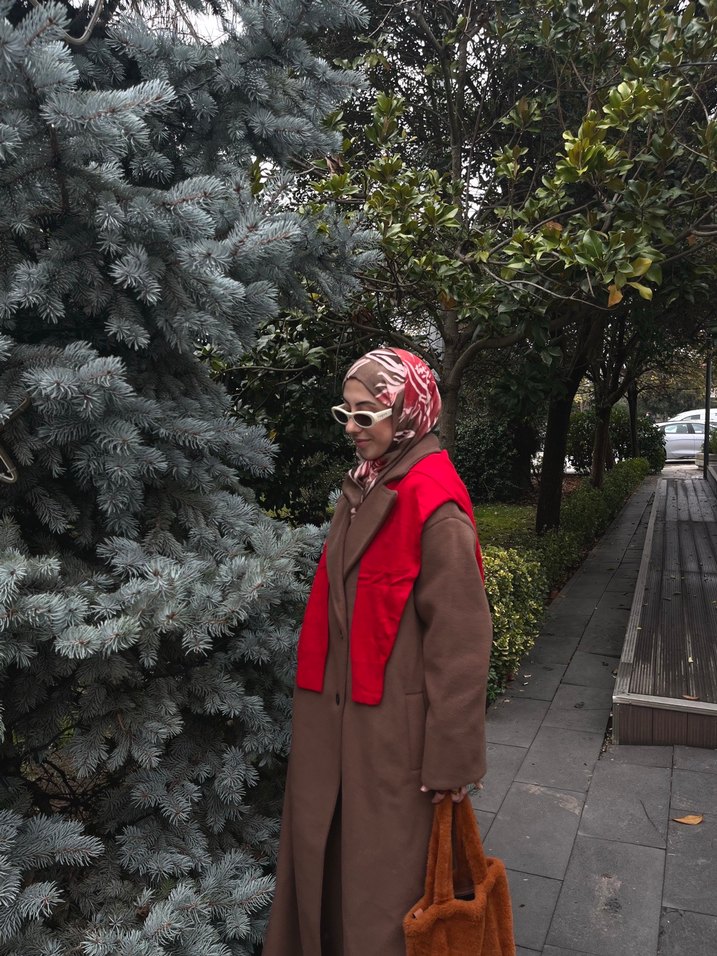 Düğmeli Kırmızı Kadın Uzun Kollu Kazak - Görsel 5