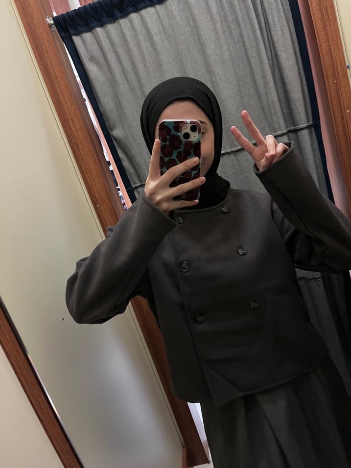 Düğmeli Gri Kadın Midi Kaban - Görsel 5