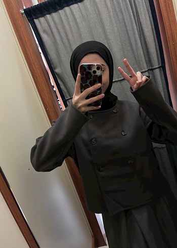 Antrasit ceket kaban - Görsel 6