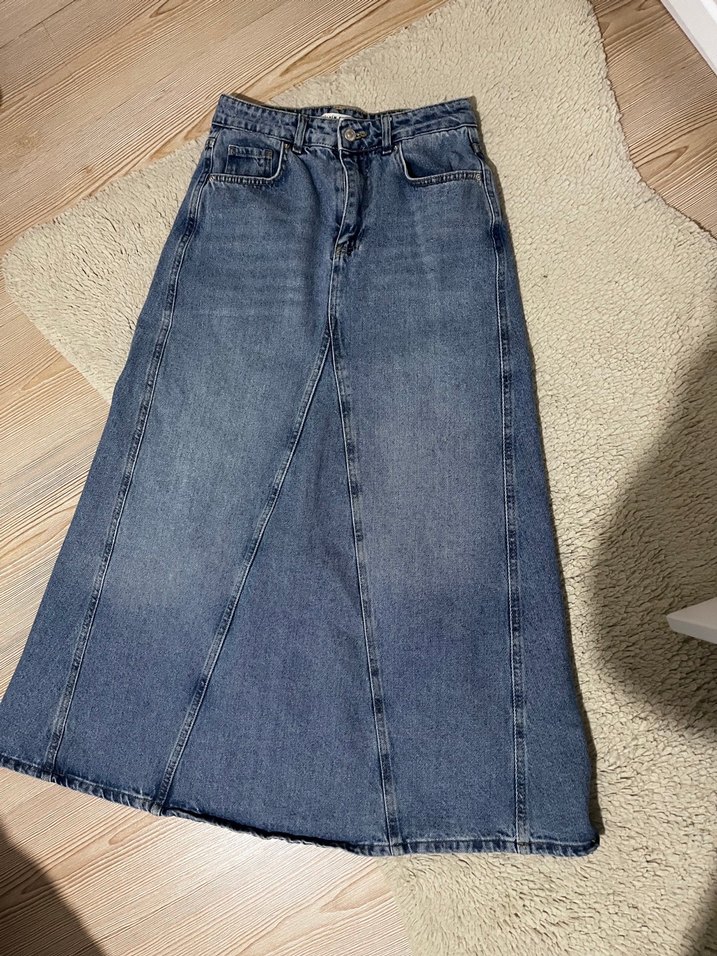 Kadın  Mavi Bol Kesim maxi Kot Pantolon - Görsel 2