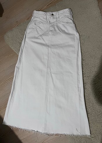 Beyaz kot Maxi Kadın etek - Görsel 2