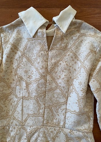 m Beden Bej Dantel Detaylı Vintage Elbise M Beden