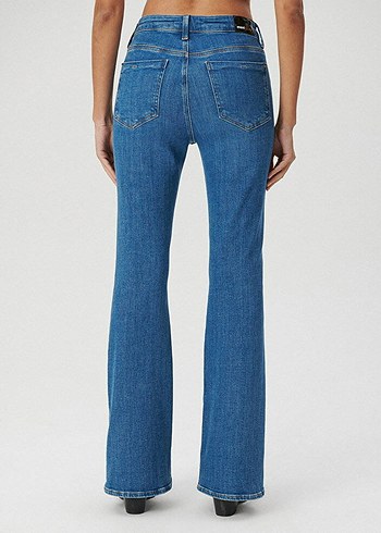 xs Beden beyaz Renk Kadın XS Mavi İspanyol Paça Denim Pantolon