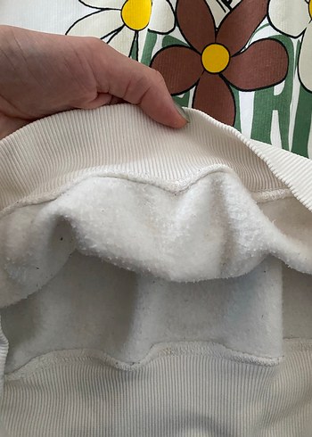 Beyaz Mavi Kapüşonlu Kadın Sweatshirt - Görsel 7