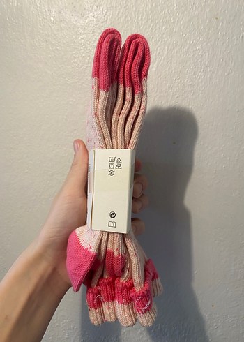 ZARA Pembe Bağlama Desenli Kalın Çorap - Görsel 2