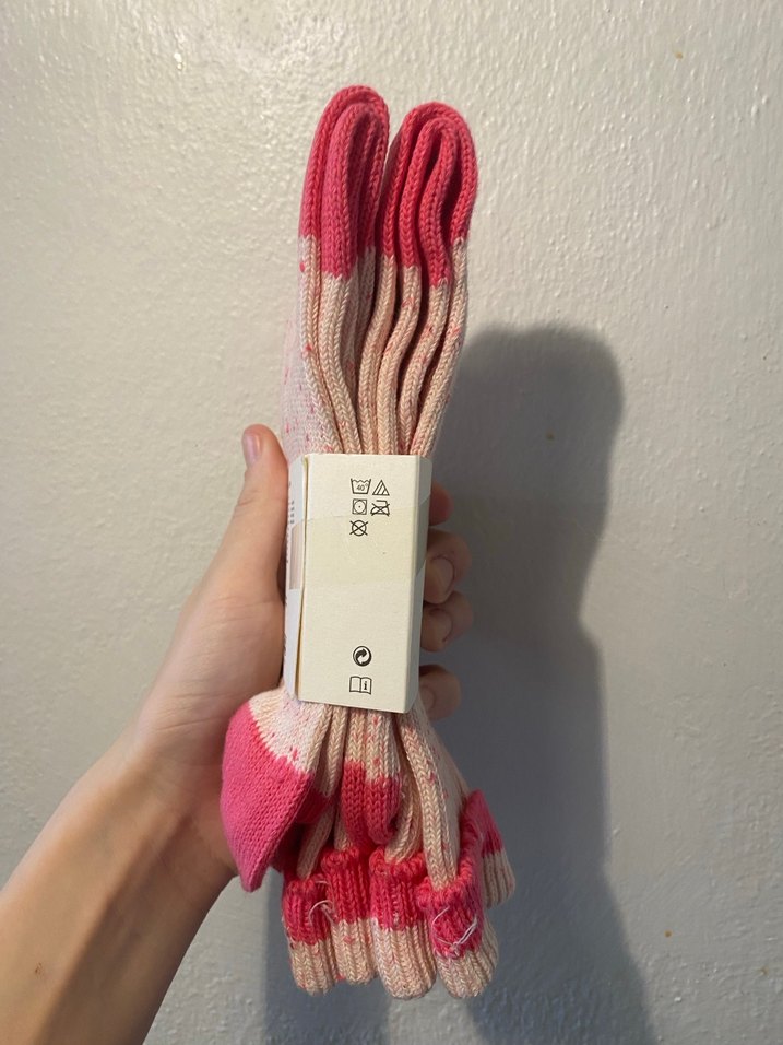 ZARA Pembe Bağlama Desenli Kalın Çorap - Görsel 2